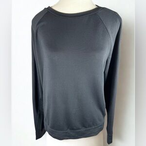 Athleta Classic Black Sweatshirt with Snap Button Detail Sleeves Size S